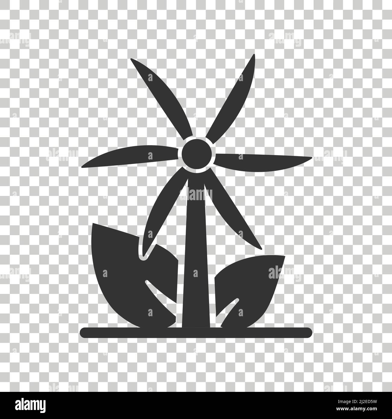 Eco energy icon in flat style. Leaf wind power plant vector ...
