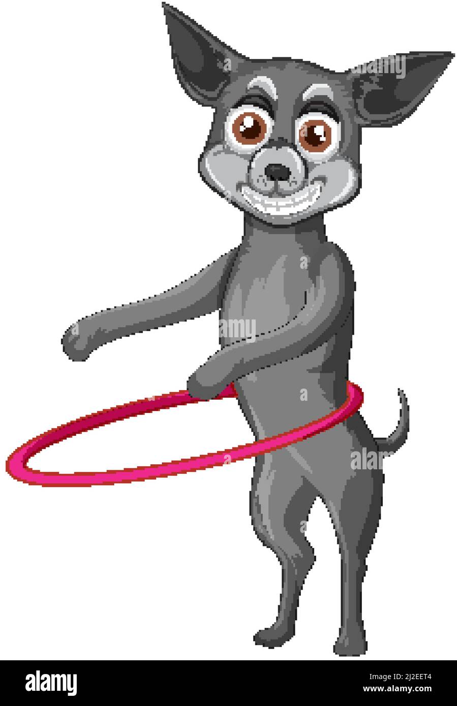 A Happy dog play hula hoop on white background illustration Stock