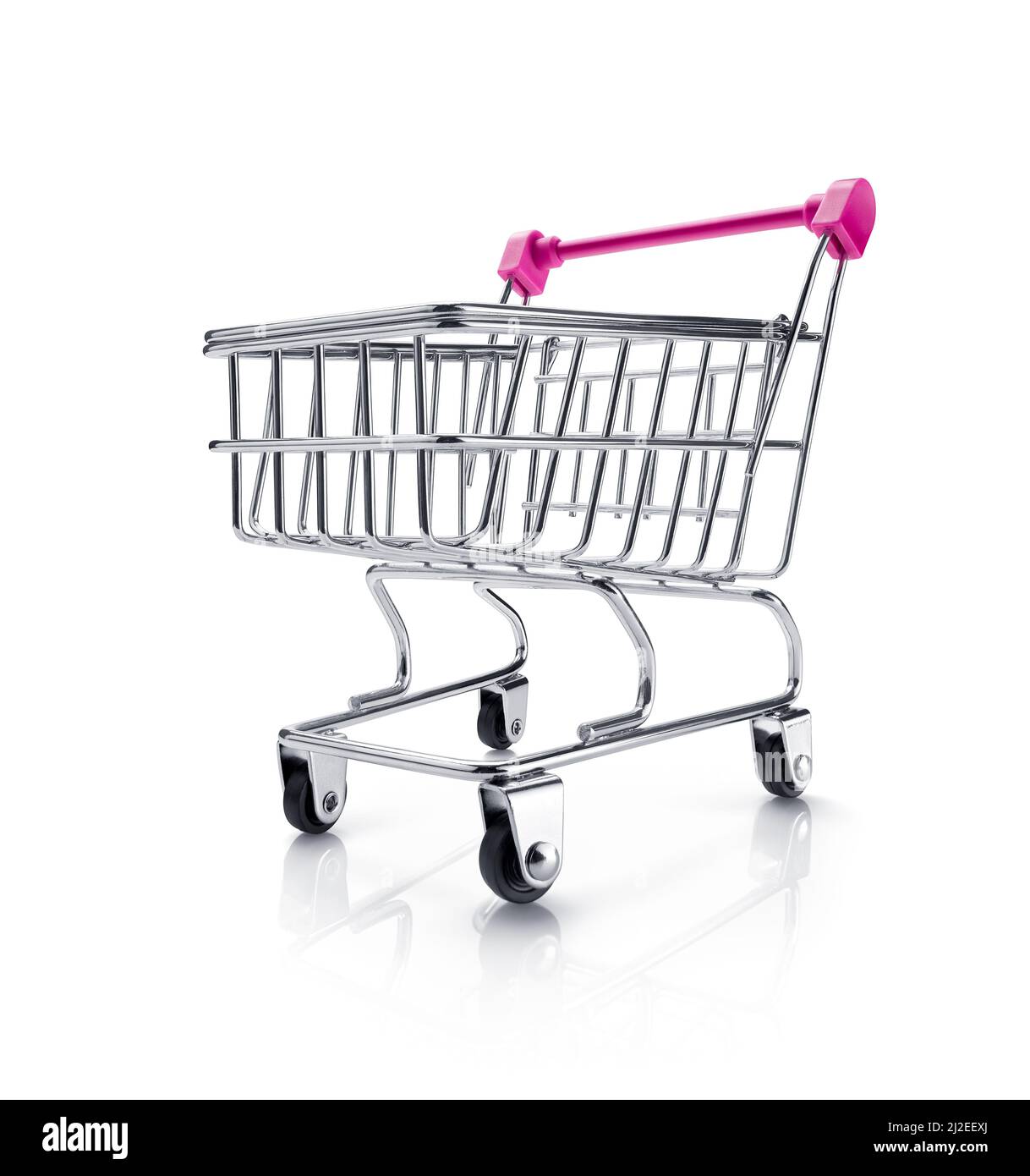 Low angle view of shopping cart over white background Stock Photo
