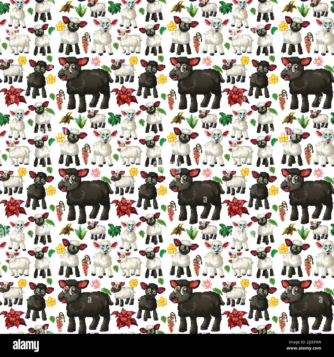 Cute animals cartoon seamless background illustration Stock Vector ...