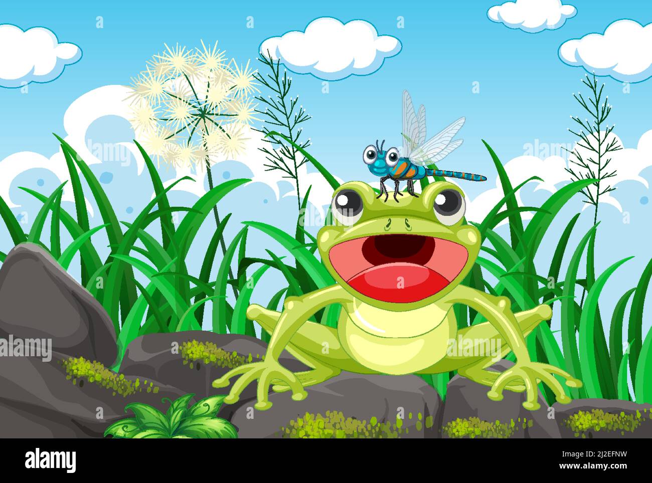 Frog living in nature illustration Stock Vector Image & Art - Alamy