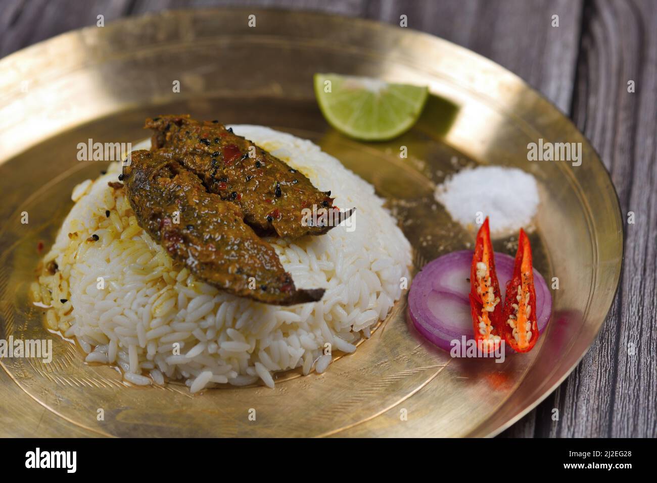 Indian Thali with fish stock photo Stock Photo