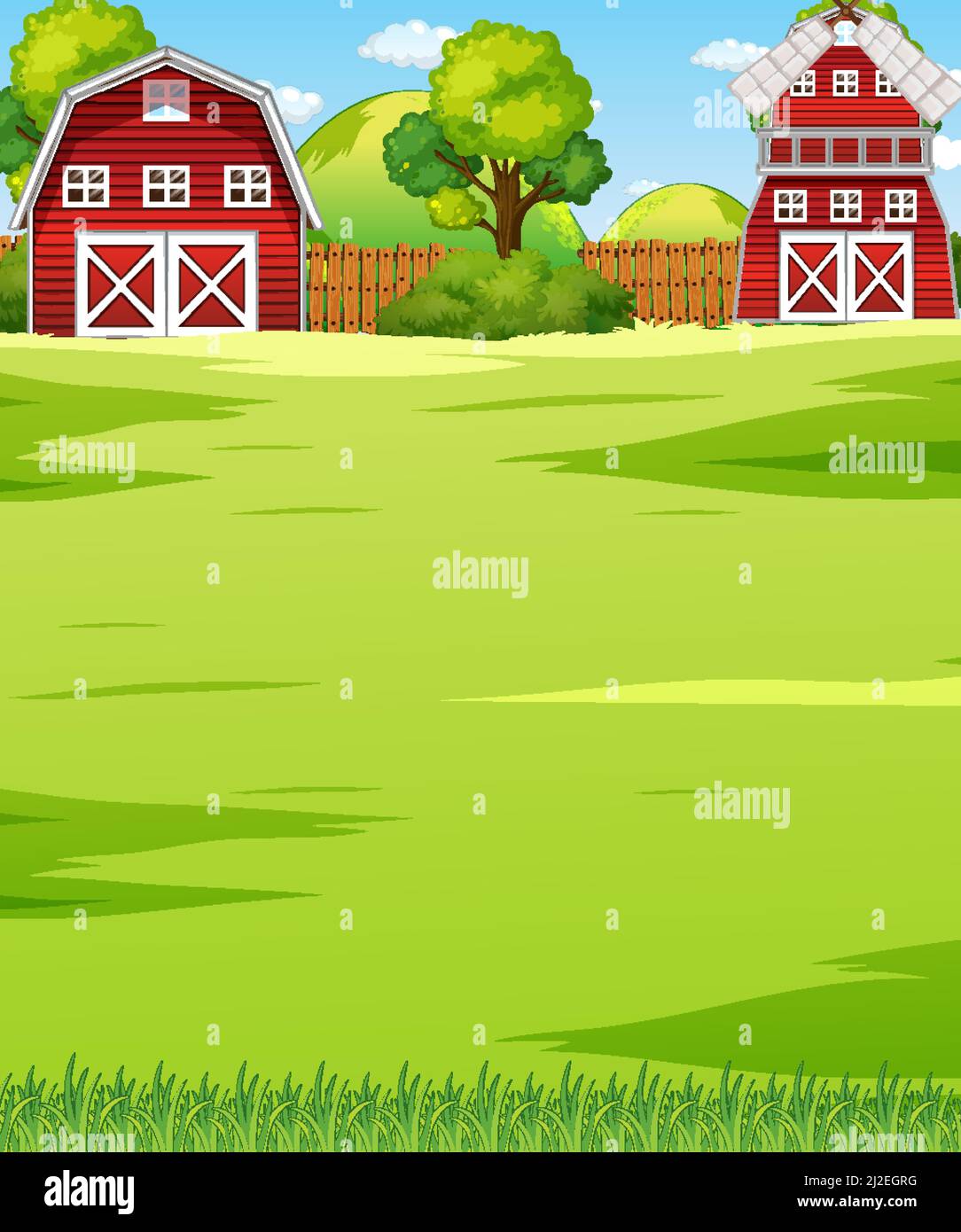 Farm scene landscape with barn illustration Stock Vector Image & Art ...