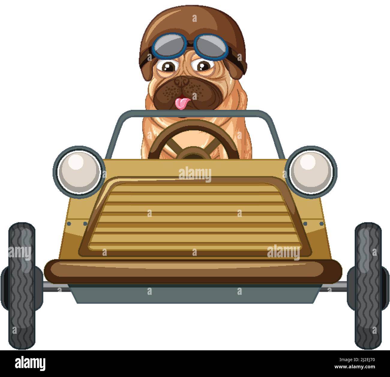 A pug dog driving car toy cartoon illustration Stock Vector Image & Art Alamy