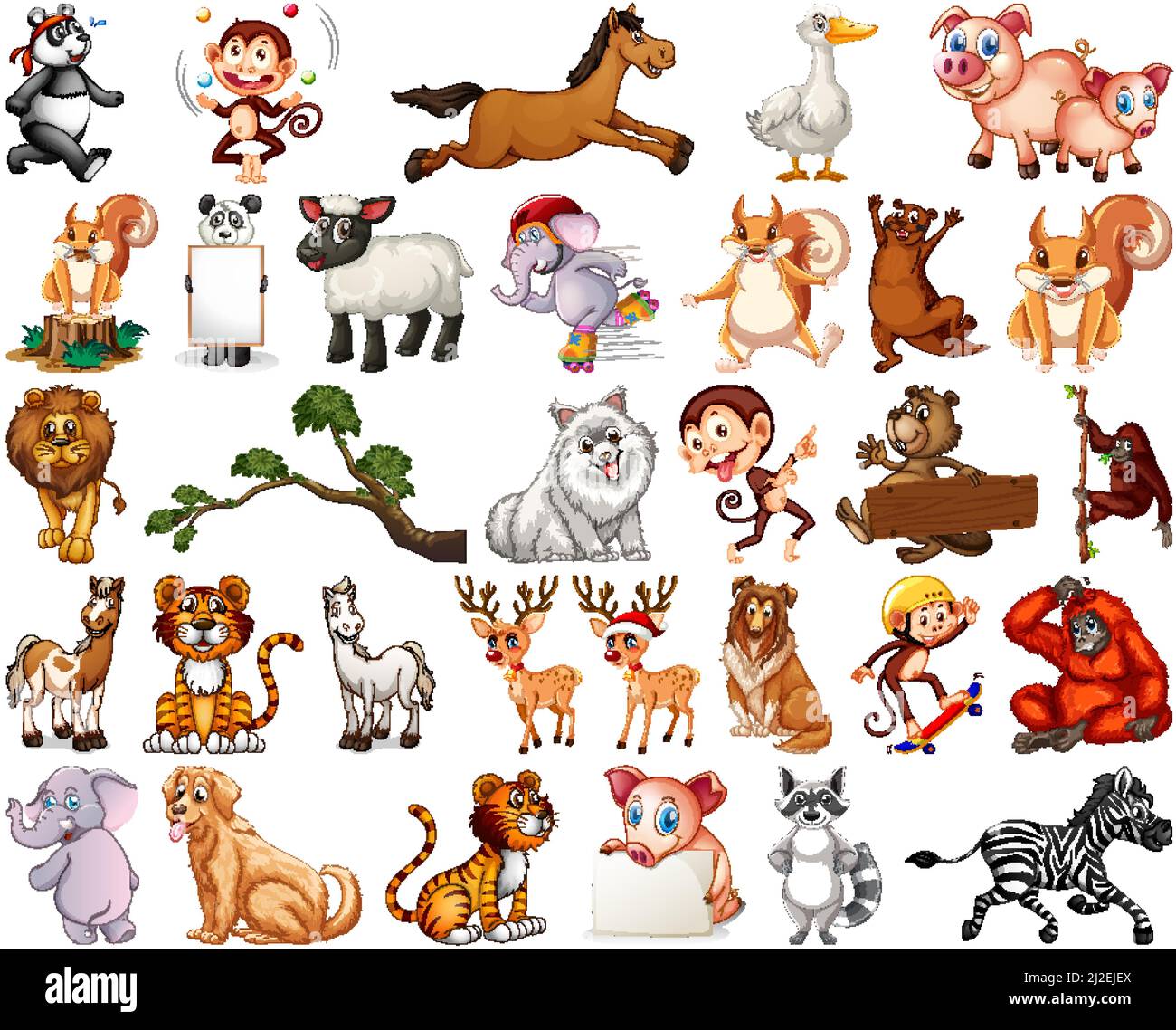 Set of animal cartoon character illustration Stock Vector Image & Art ...