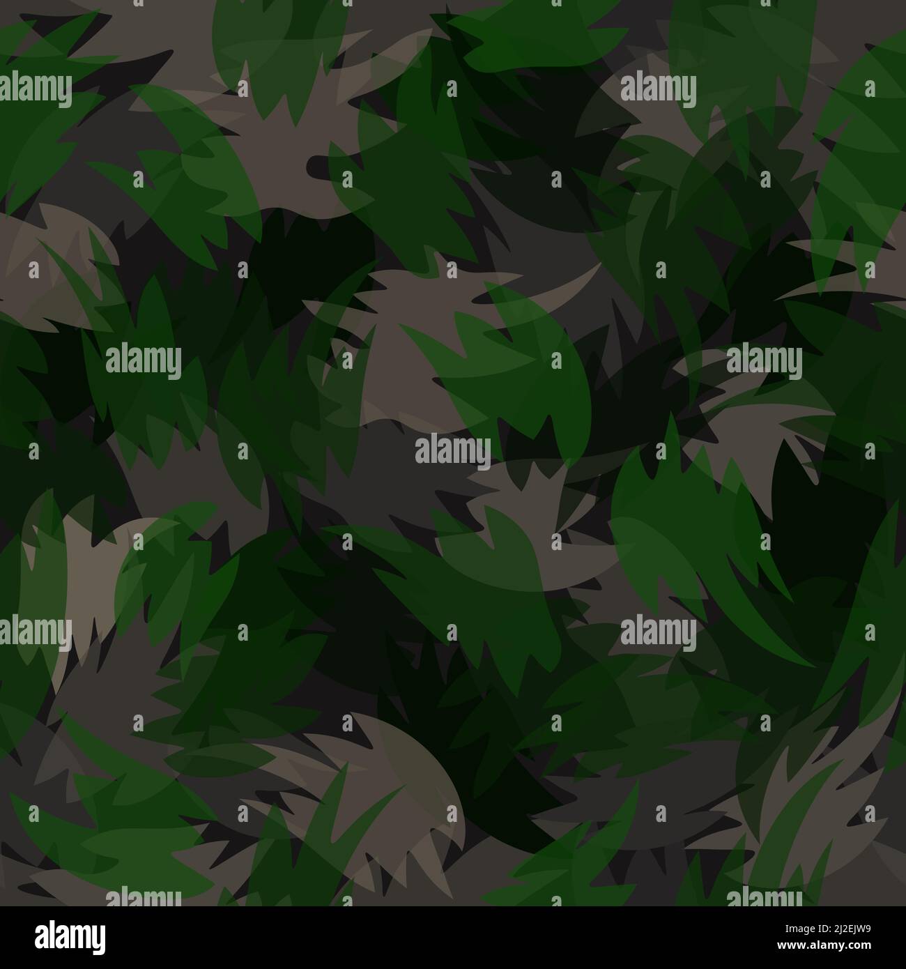 Jungle style camouflage seamless pattern print. Shapes of foliage and branches Stock Vector