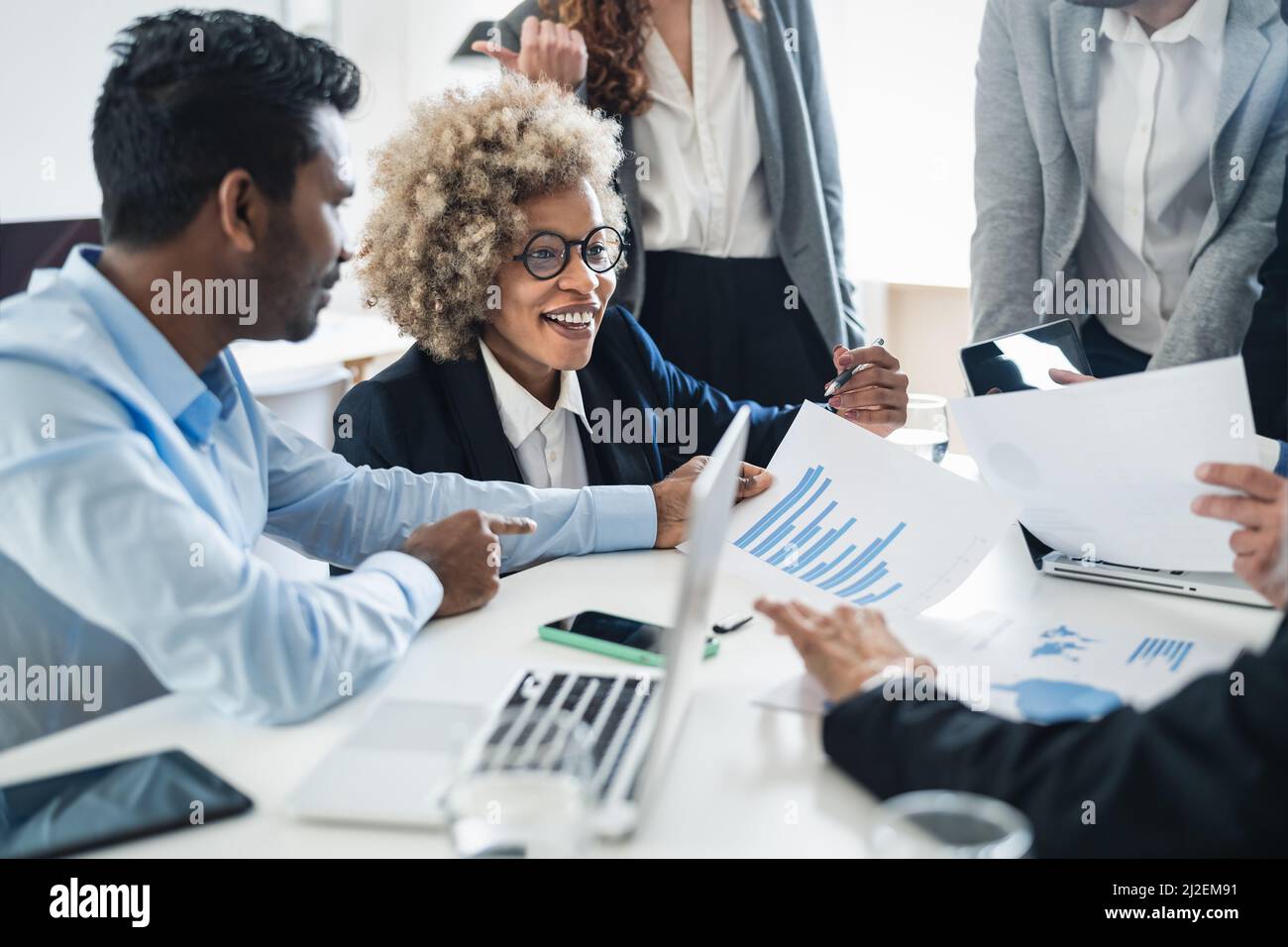 Multiracial business people working together in modern office - Entrepreneurship concept Stock Photo