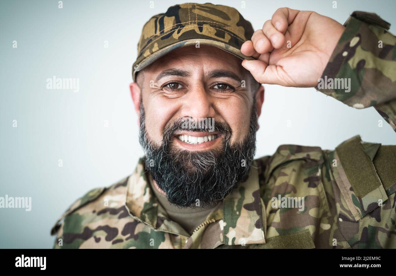 Happy military soldier portrait Stock Photo
