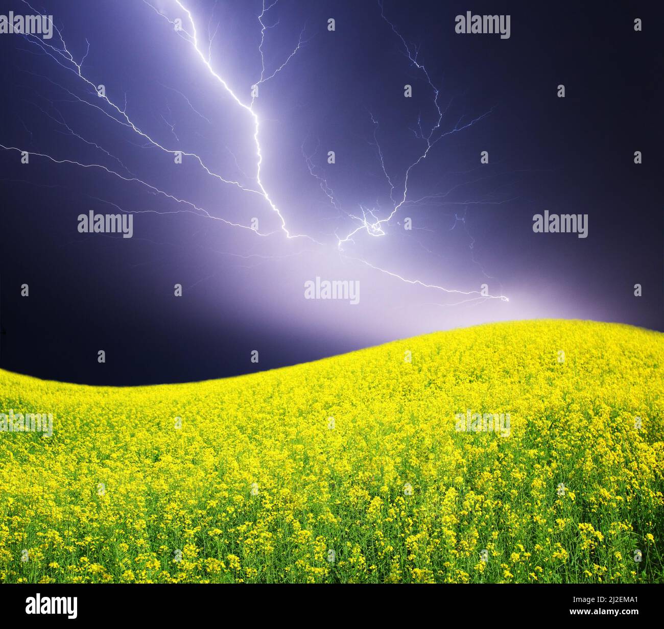 summer storm beginning with lightning Stock Photo
