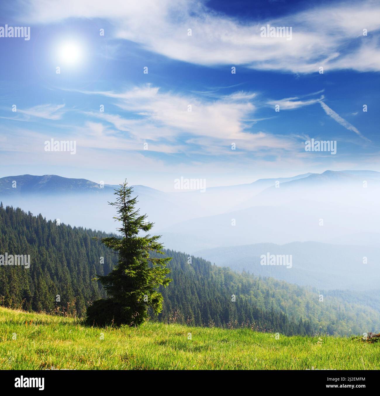 Beautiful mountains landscape and cloudy sky Stock Photo - Alamy
