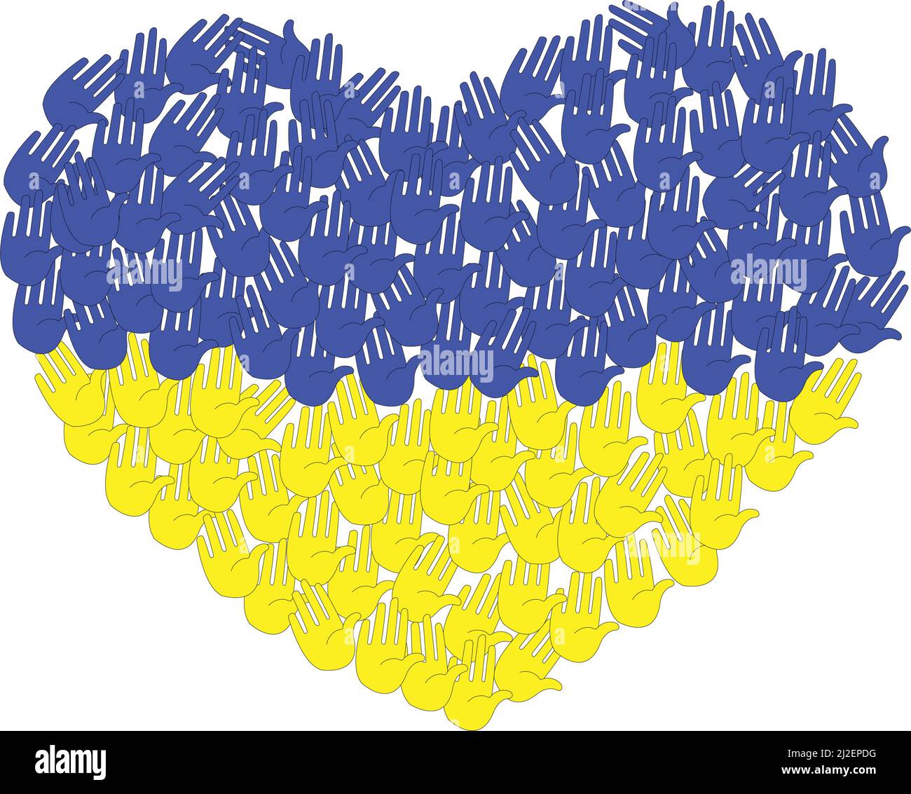 illustration of blue and yellow hands near Ukraine in free lettering Stock Vector Image & Art