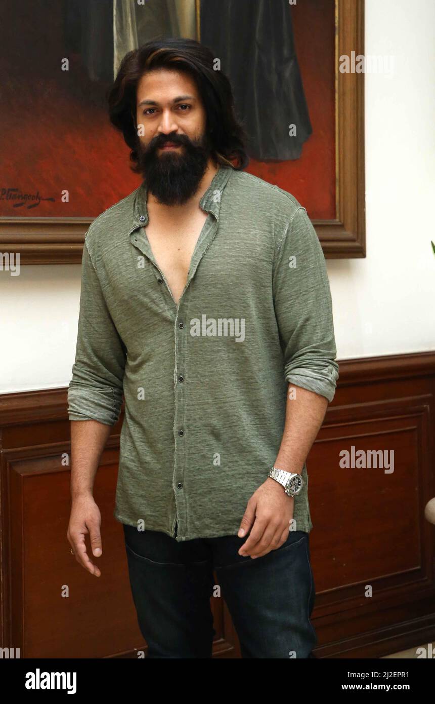 New Delhi, India. 31st Mar, 2022. bollywood actor yash, during the promotion of kgf:chapter 2 (Photo by Jyoti Kapoor/Pacific Press) Credit: Pacific Press Media Production Corp./Alamy Live News Stock Photo