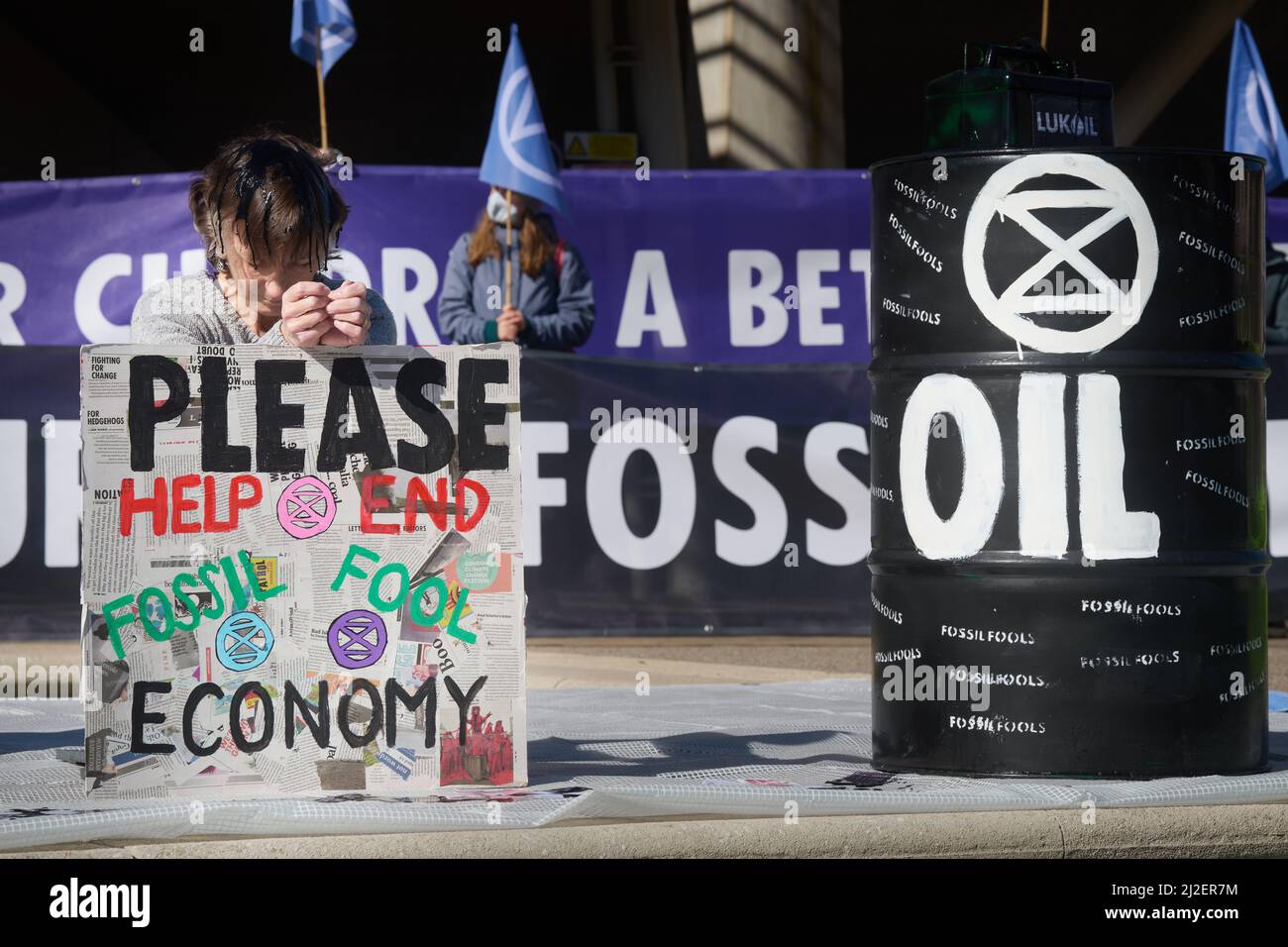 Edinburgh Scotland, UK April 01 2022. Extinction Rebellion protest takes place at the Scottish Parliament. credit sst/alamy live news Stock Photo