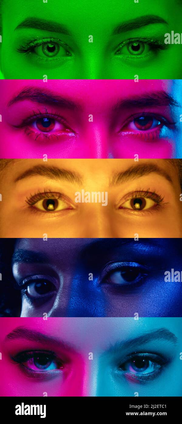 collage-of-cropped-multiethnic-male-and-female-eyes-placed-on-narrow