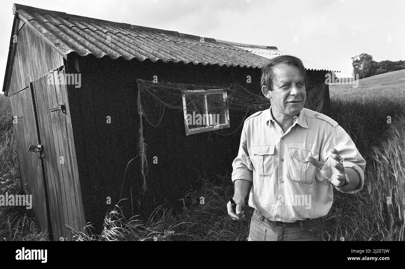 Culture/literature The writer Siegfried LENZ, stands in front of a fisherman's hut, Lebollykke, 07/01/1973, Â Stock Photo