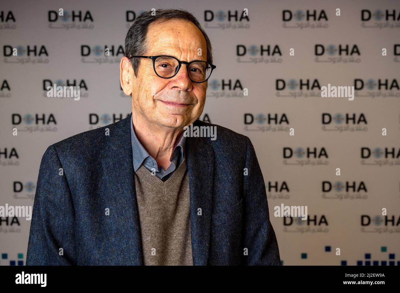 French journalist Alain Gresh poses at the Doha Forum in Doha, Qatar on March 26, 2022. Photo by MOFA-Balkis Press/ABACAPRESS.COM Stock Photo