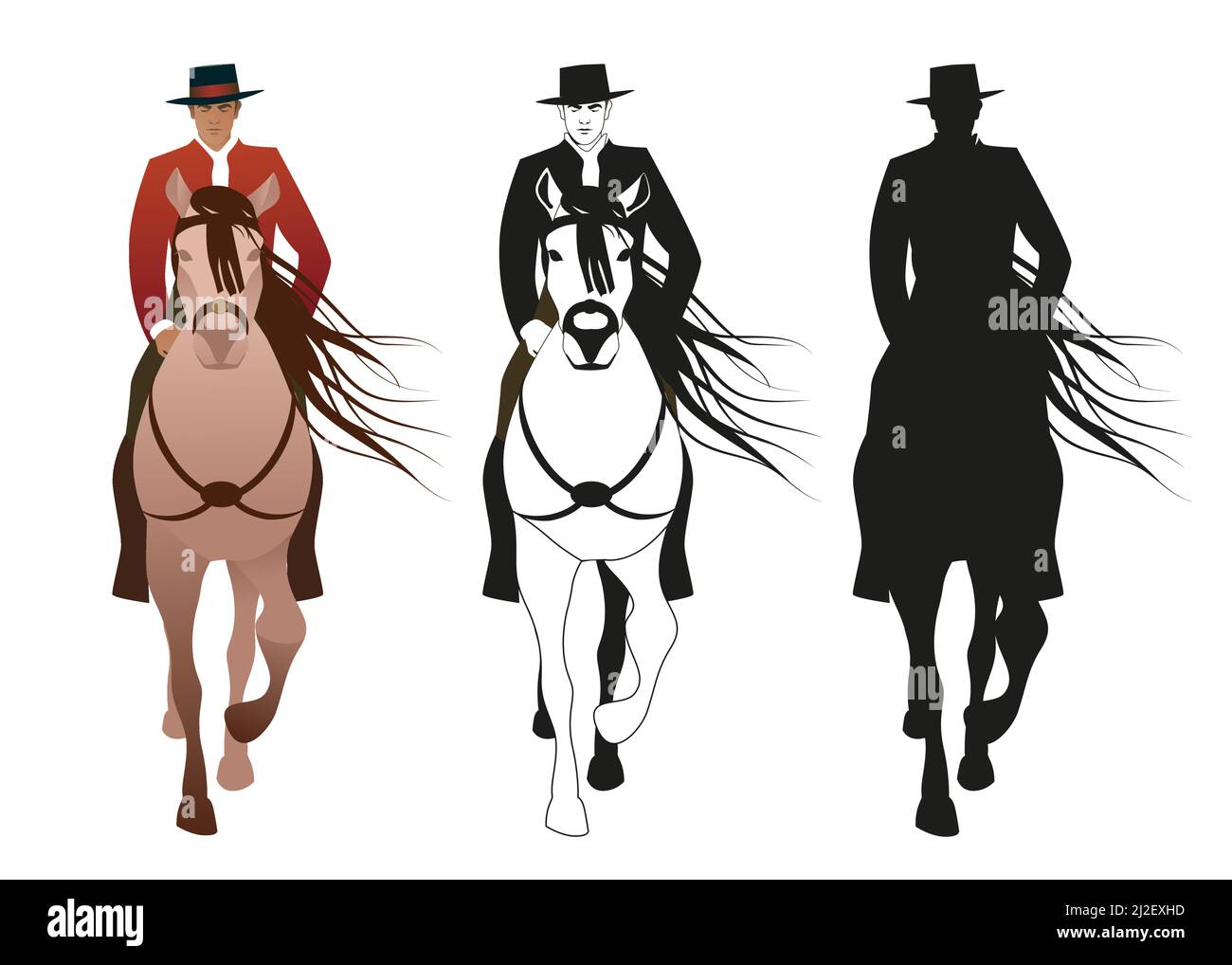 Spanish Riding Hats Man riding a horse Spanish style, wearing a hat and typical Andalusian ...