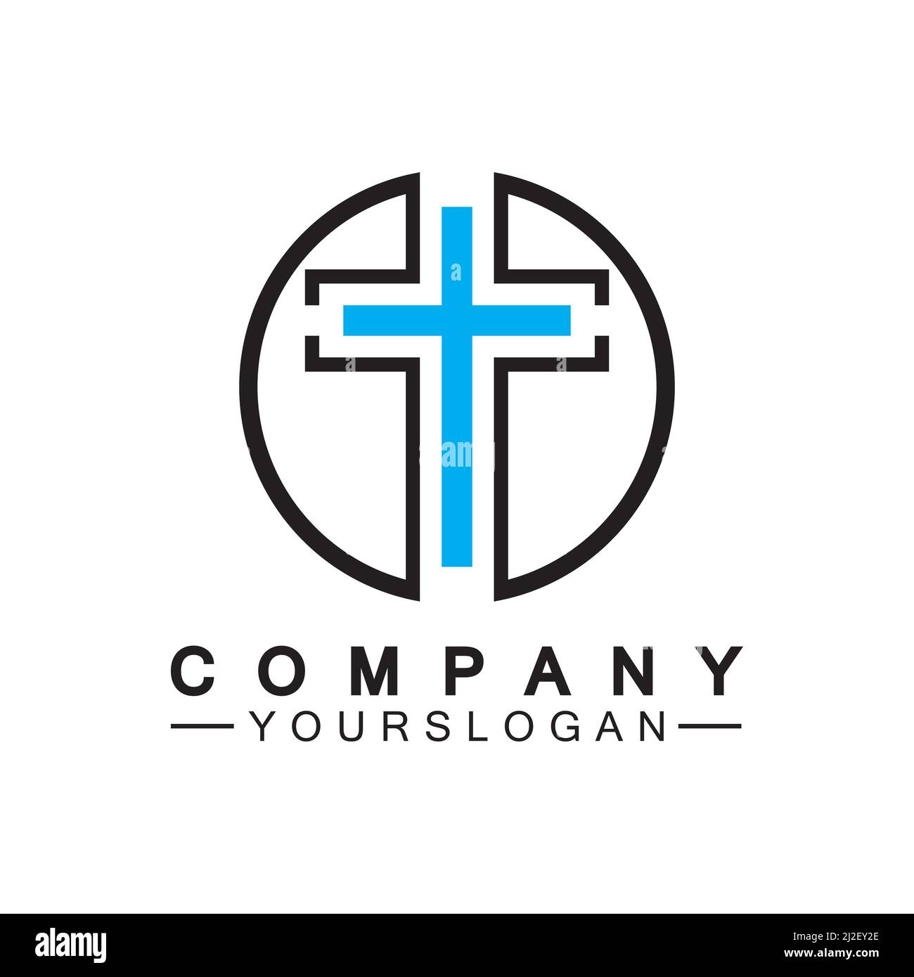 Church logo.Illustration of modern, clean church cross sign for a ...