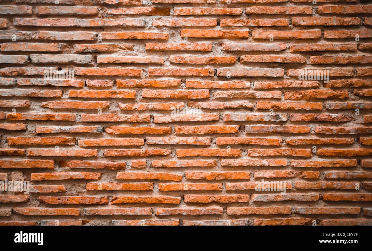 red brick block wall texture old background with copy space Stock Photo