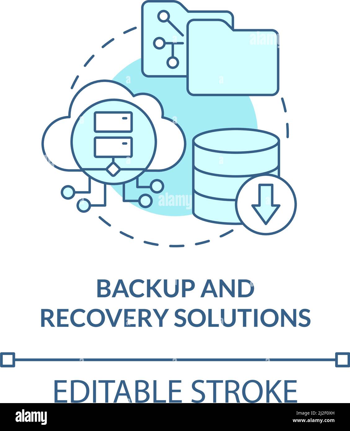 Backup and recovery solutions turquoise concept icon Stock Vector