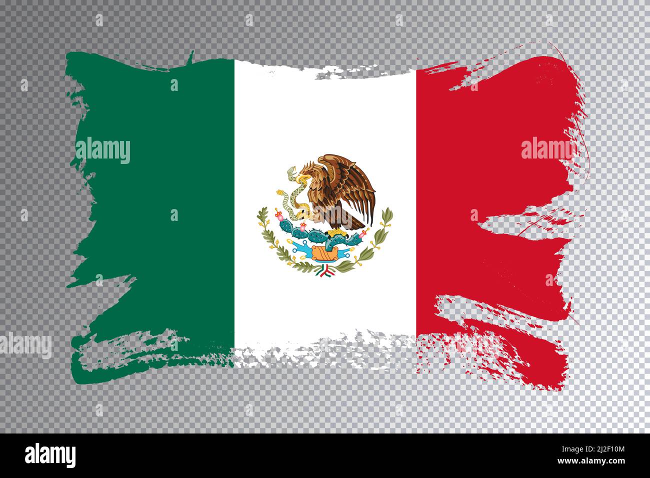 Mexico flag brush stroke, national flag on transparent background Stock