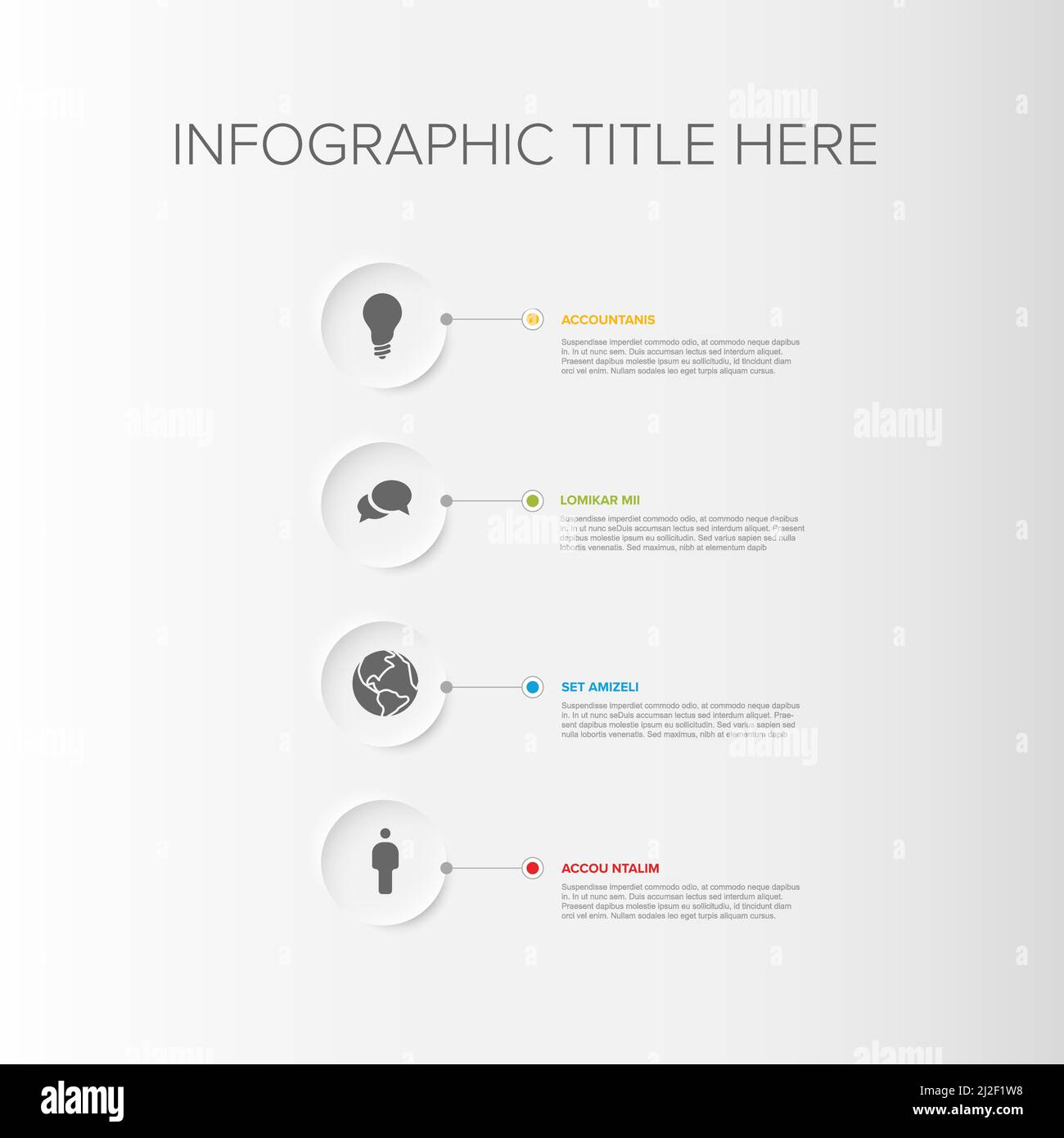 Vector multipurpose Infographic template set with four circle relief ...