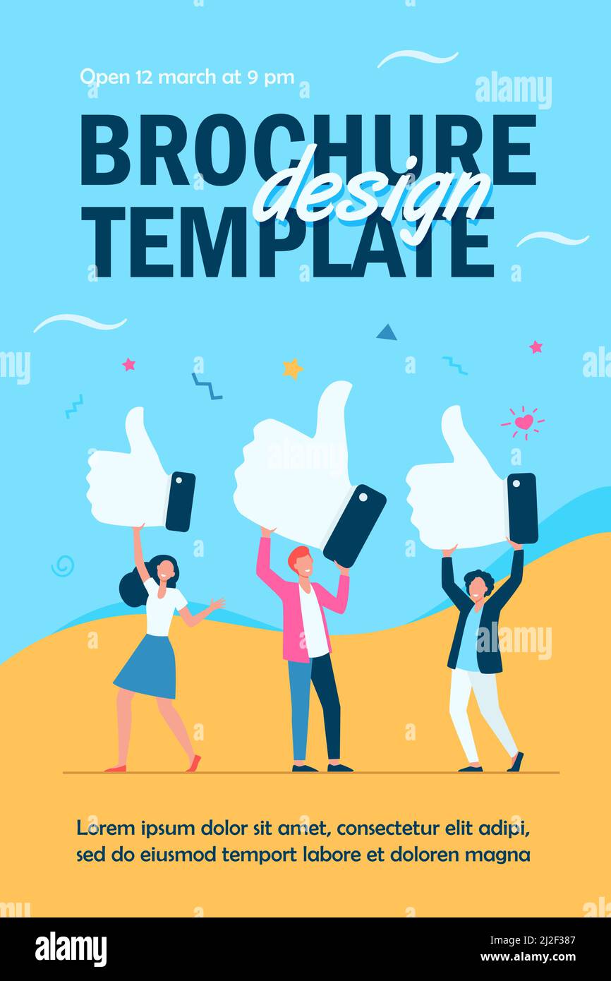 Tiny people holding thumbs up flat vector illustration. Cartoon ...