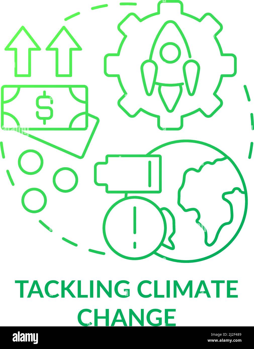 Tackling climate change green gradient concept icon Stock Vector Image ...