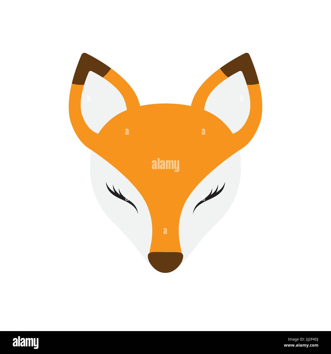 Vector flat cartoon fox face isolated on white background Stock Vector