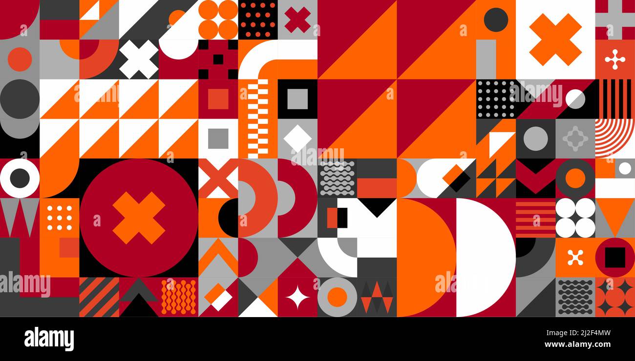 Seamless Abstract Vector Bauhaus Swiss Geometric Pattern Design Background  Stock Vector