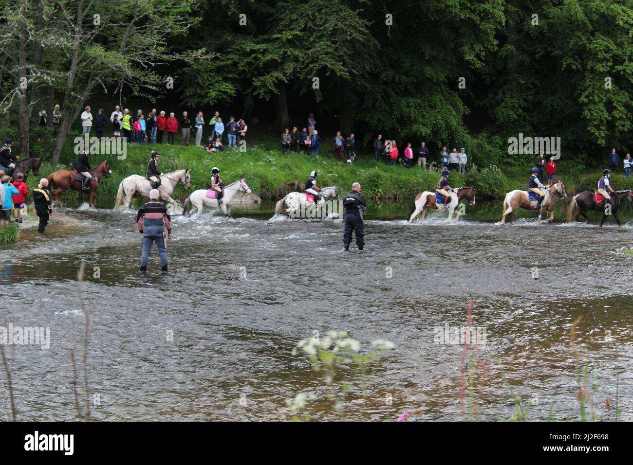 Fording of the Tweed during Beltane Festival (Peebles, Scotland) Stock Photo