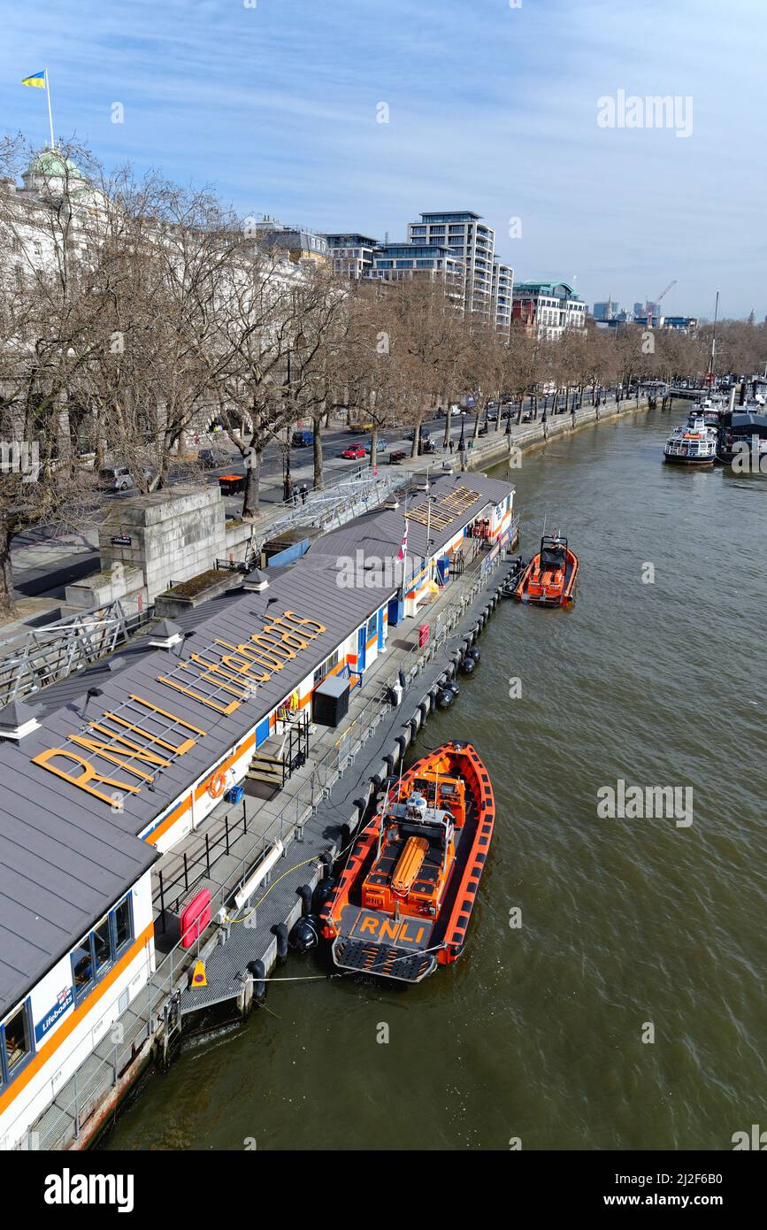 The Tower RNLI, Royal National Lifeboat Institute lifeboat station Victoria Embankment, central London England UK Stock Photo