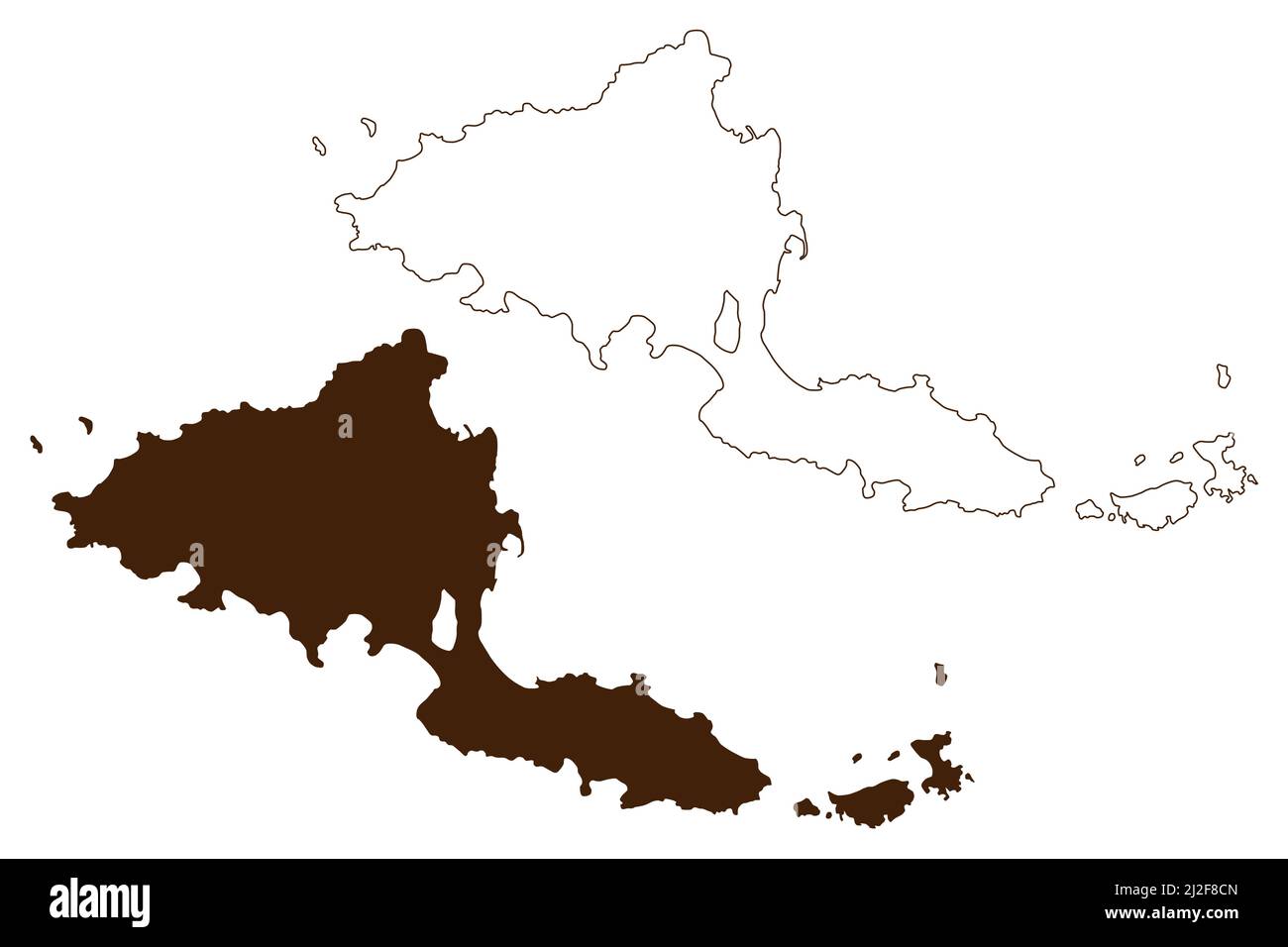 Ammouliani island (Hellenic Republic, Greece, Greek island) map vector ...