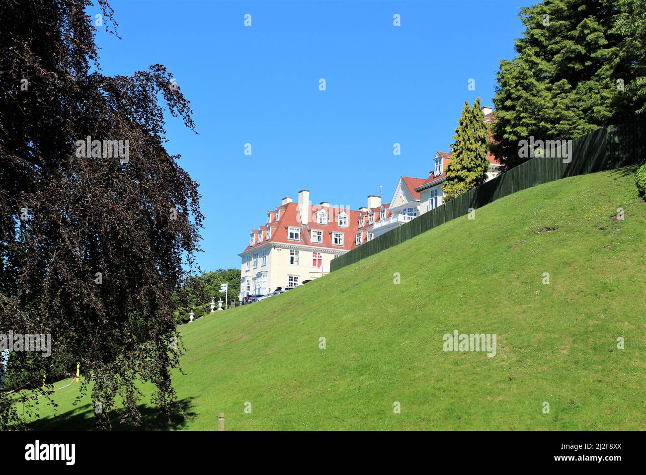 Peebles Hydro field and building Stock Photo Alamy