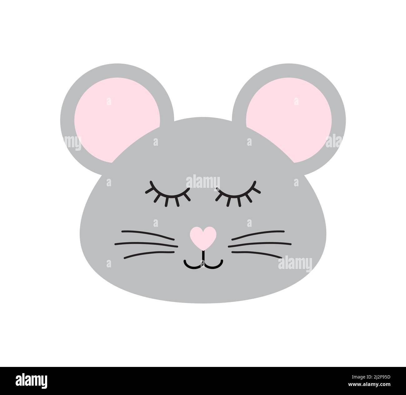 Vector flat cartoon rat mouse face isolated on white background Stock ...