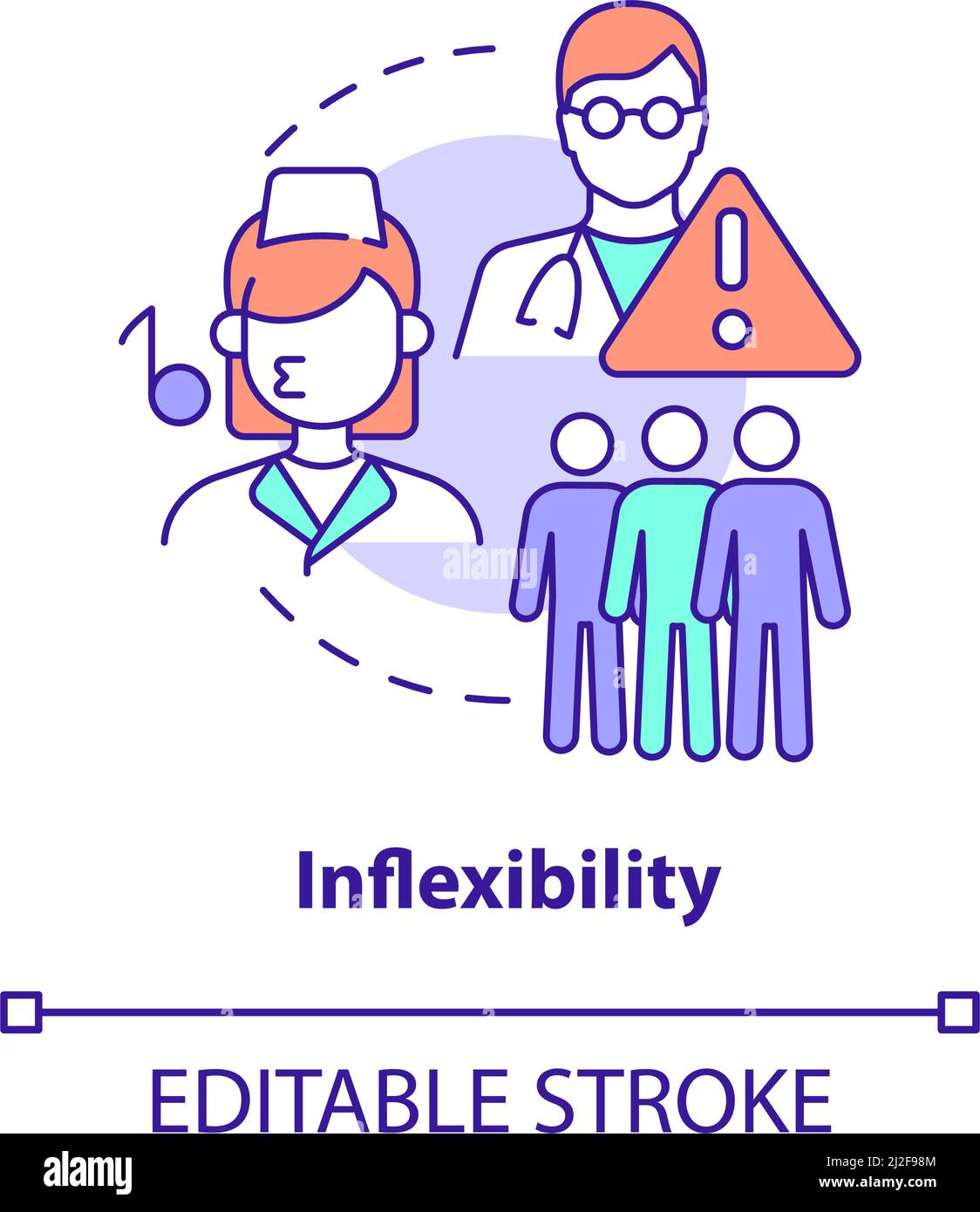 Inflexibility concept icon Stock Vector