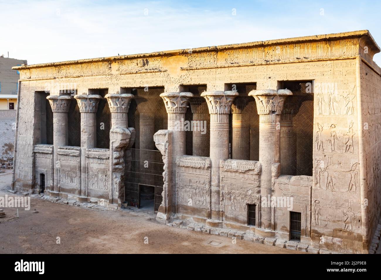 View of The Temple of Khnum, The Ram headed egyptian god, in Esna, Upper Egypt. Stock Photo