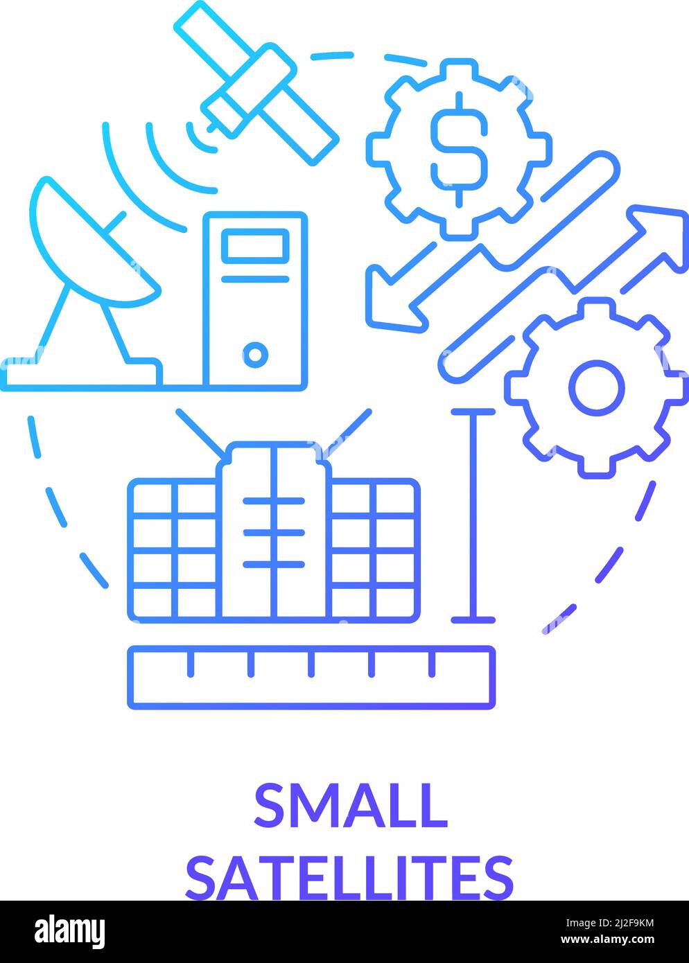 Small satellites blue gradient concept icon Stock Vector
