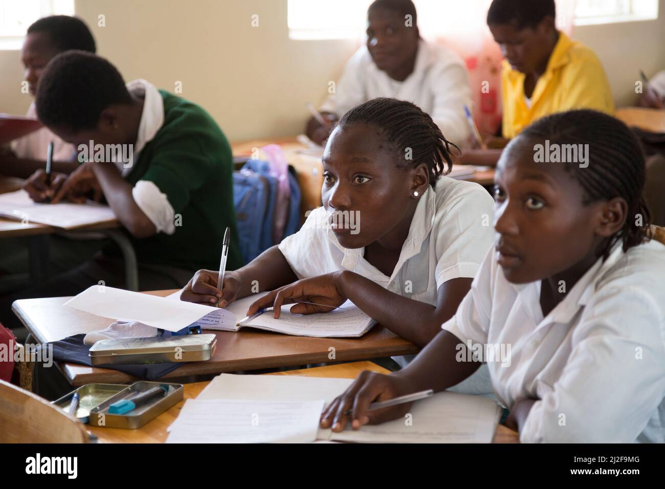 African female secondary school students in Oshana Region, Namibia, southern Africa. Stock Photo