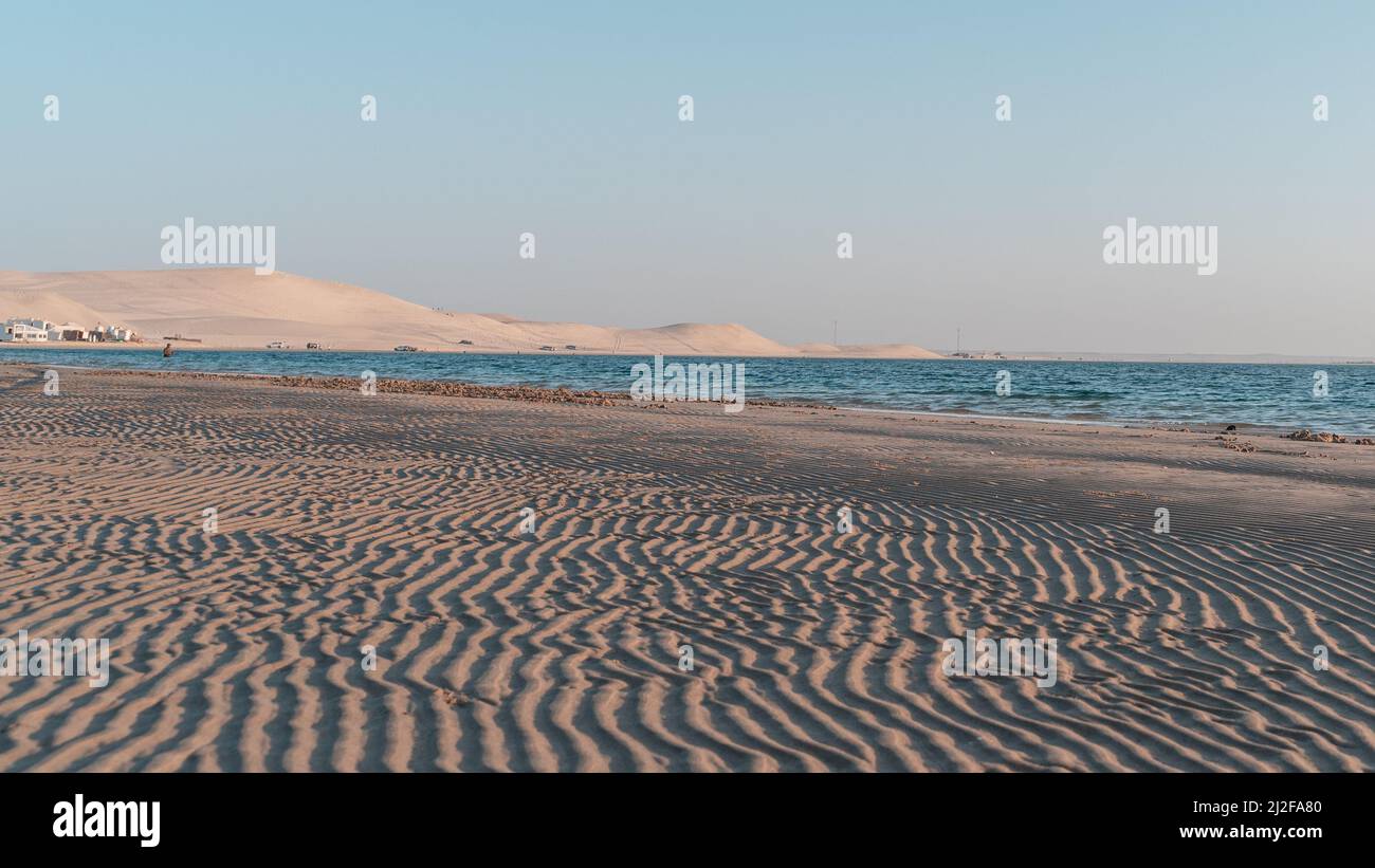 Doha, Qatar March 11,2022 view of sealine sea shore during the low