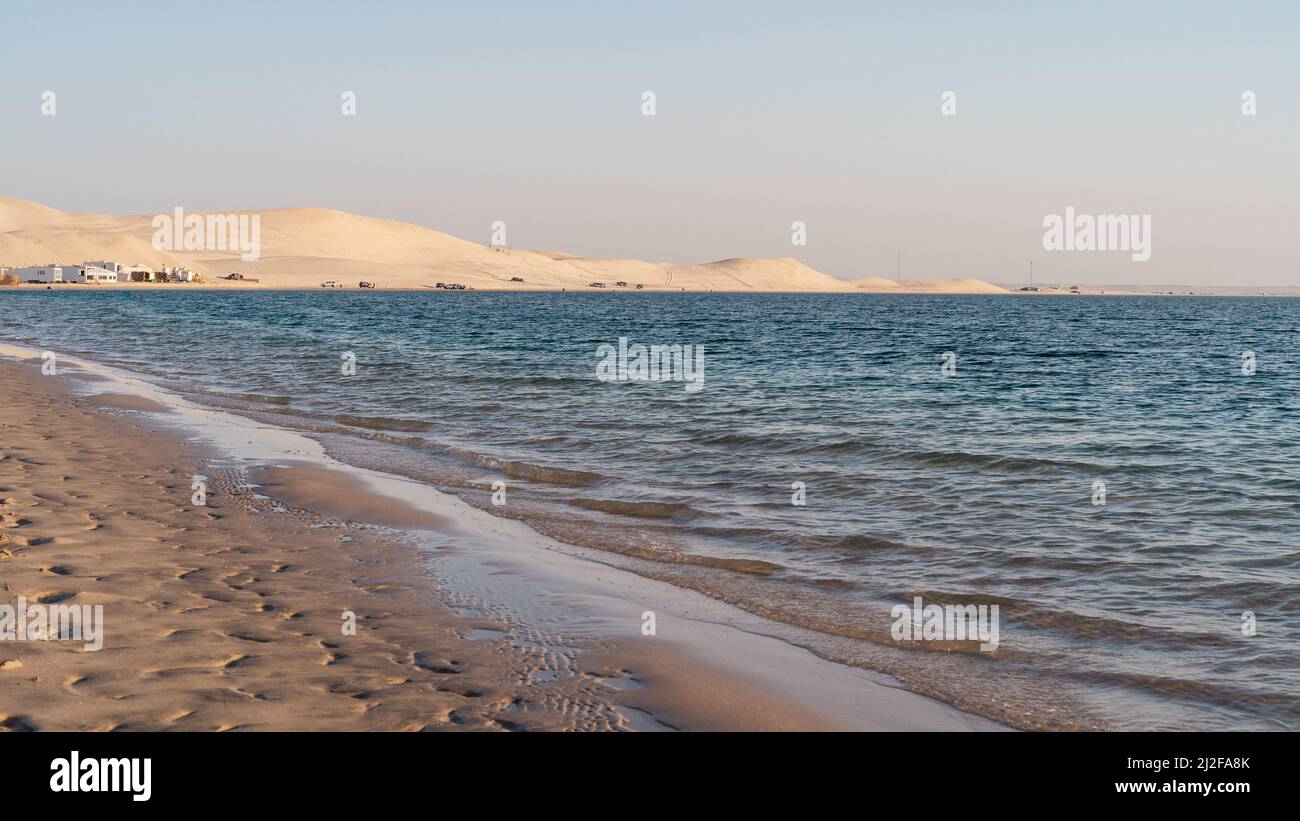 Doha, Qatar March 11,2022 view of sealine sea shore during the low