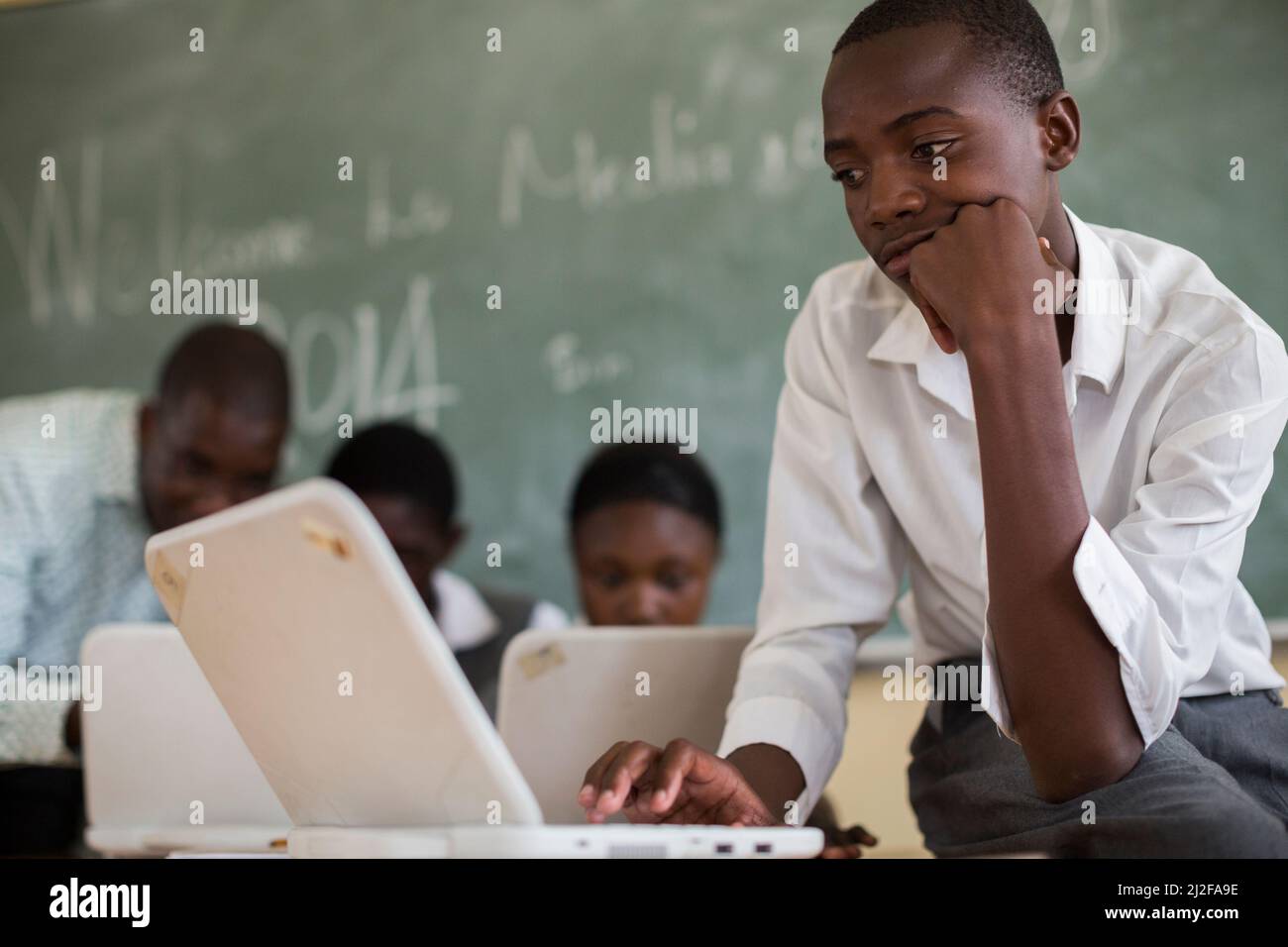 Students study using new laptop computers at Olukolo Junior Secondary  School in Ondangwa, Namibia. As part of the MCC-funded renovation and  expansio Stock Photo - Alamy