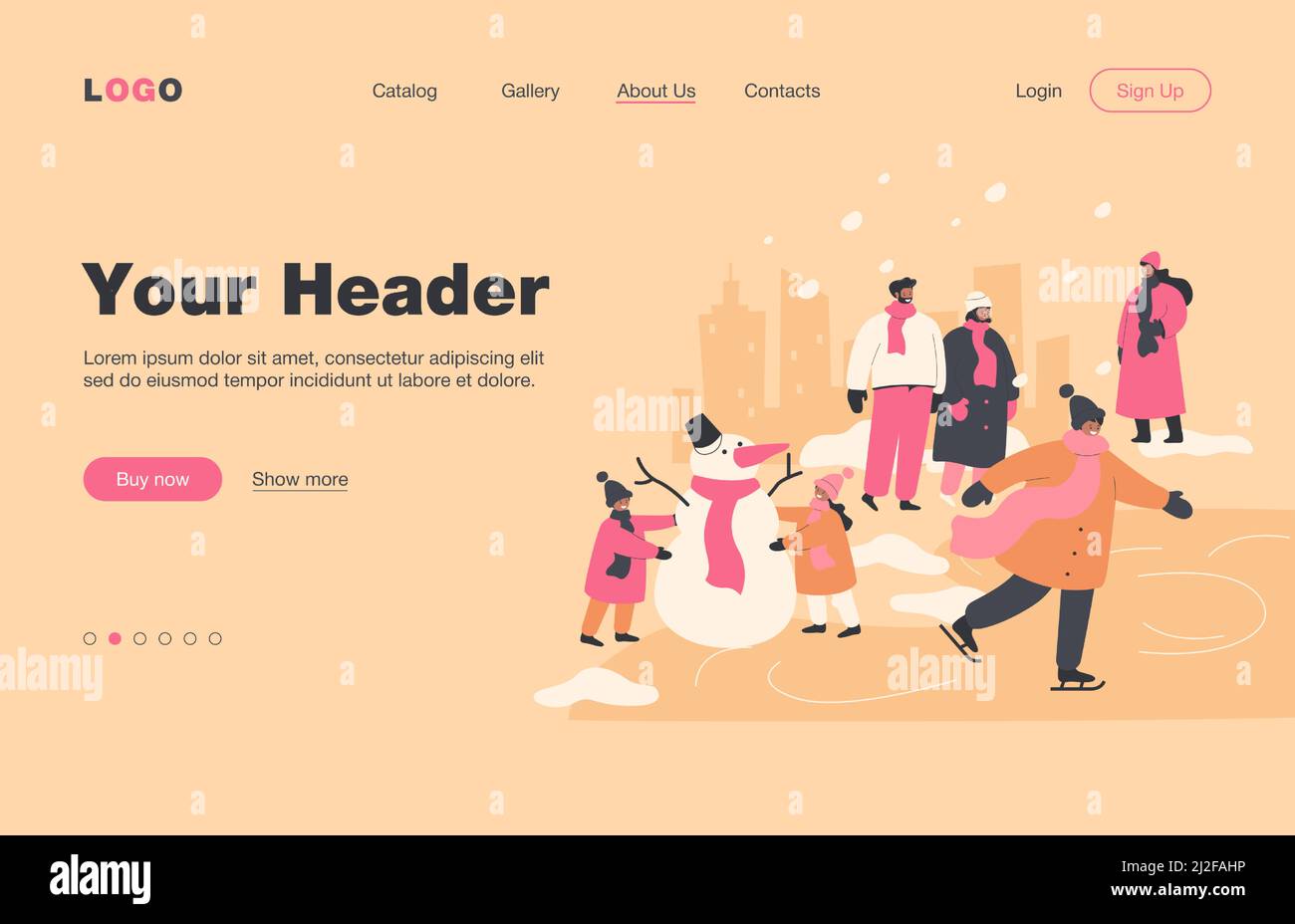 Happy people walking and having fun in winter park isolated flat vector ...