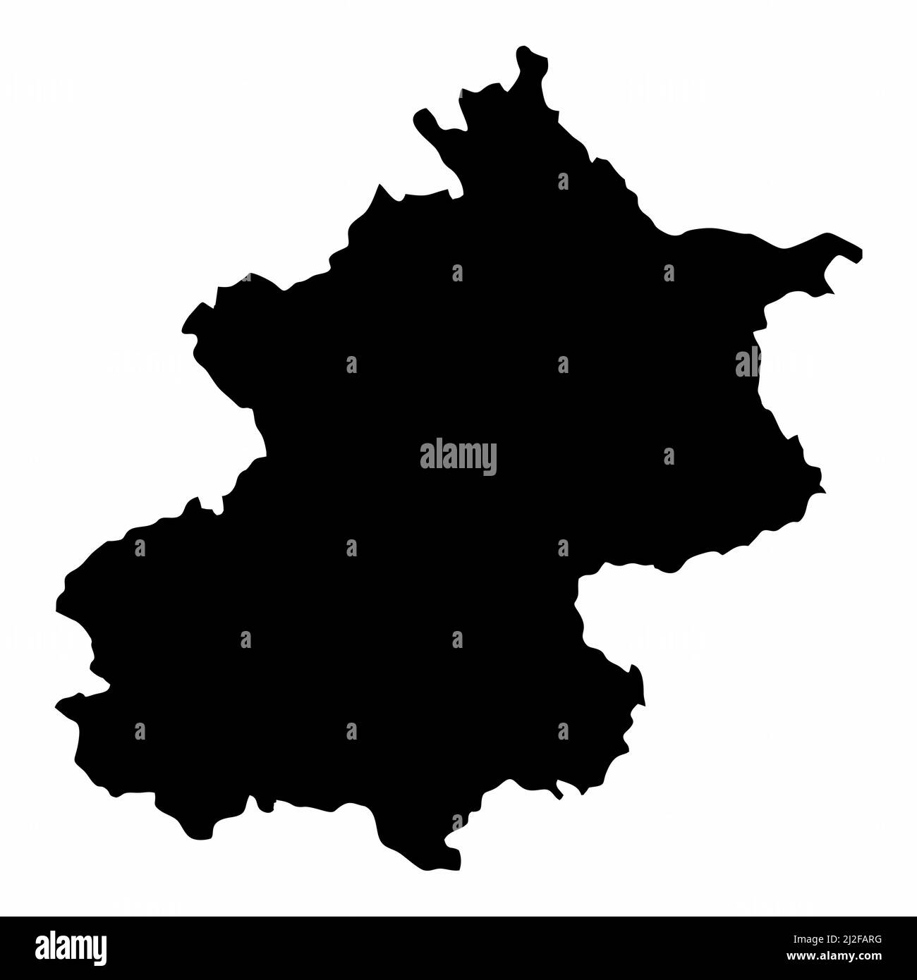 The Beijing city, silhouette map isolated on white background, China Stock Vector