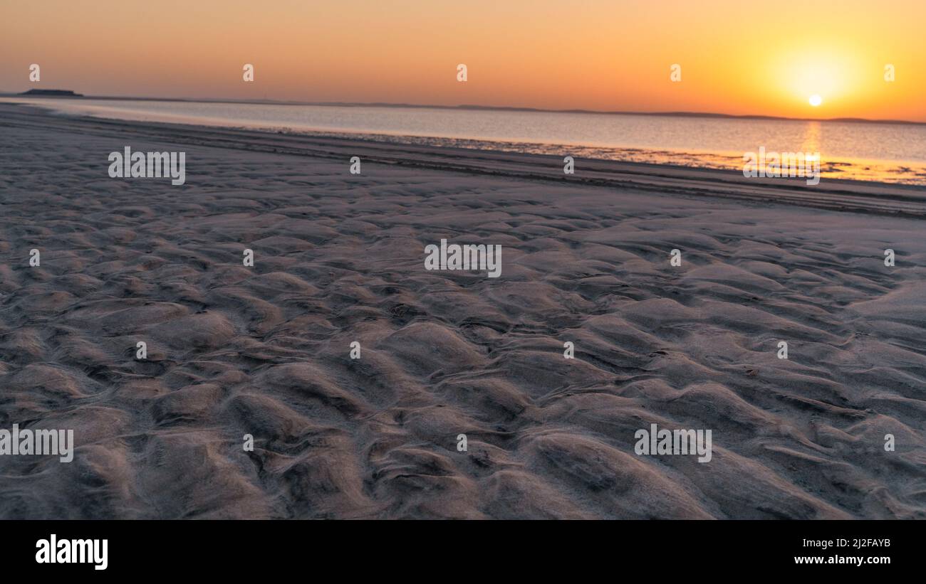 Doha, Qatar March 11,2022 Sunset in Sealine with beautiful sand