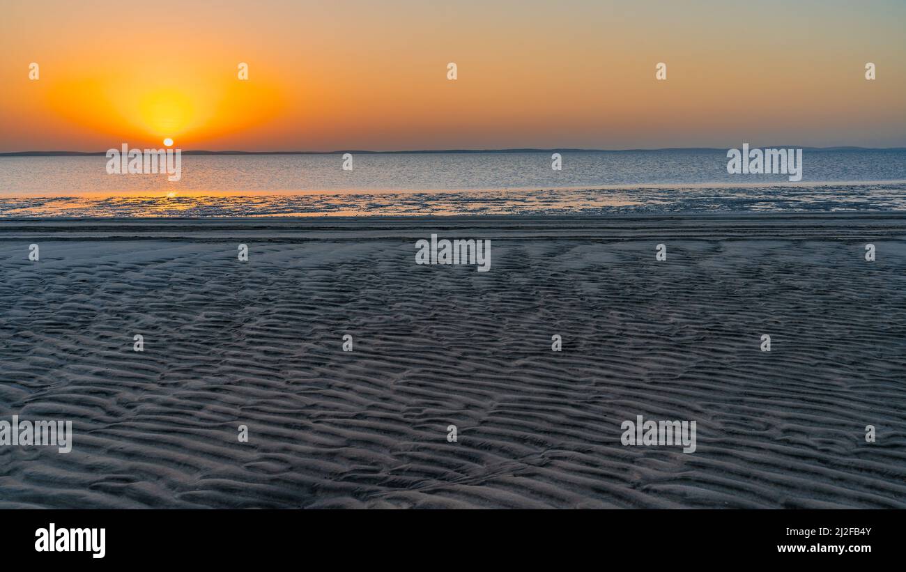 Doha, Qatar March 11,2022 Sunset in Sealine with beautiful sand