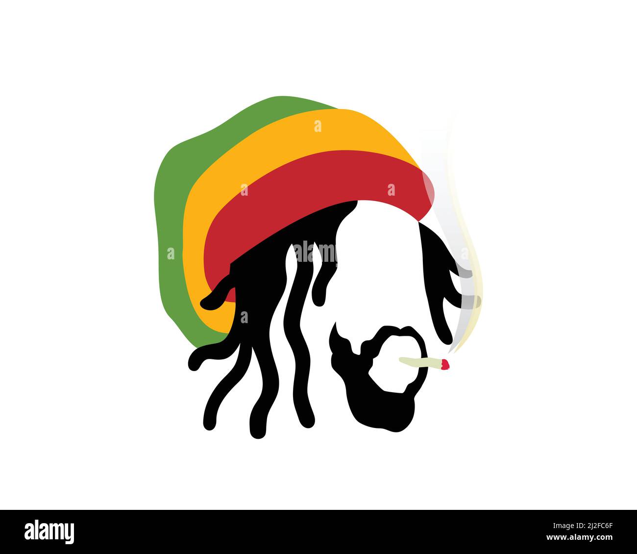 Rastafarian Symbol with a Man Smoking Weed Illustration Vector Stock Vector