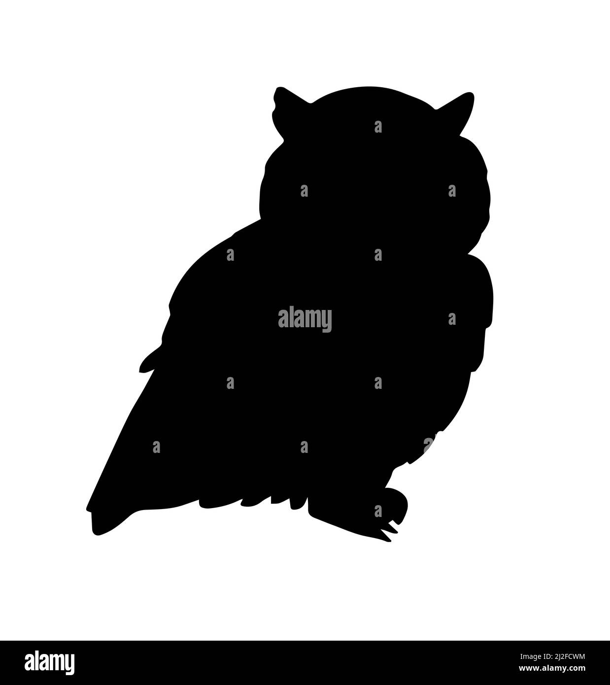 Vector flat black sitting owl silhouette isolated on white background ...