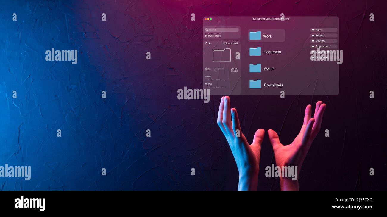 Document management concept. Virtual screen icons Document Management ...