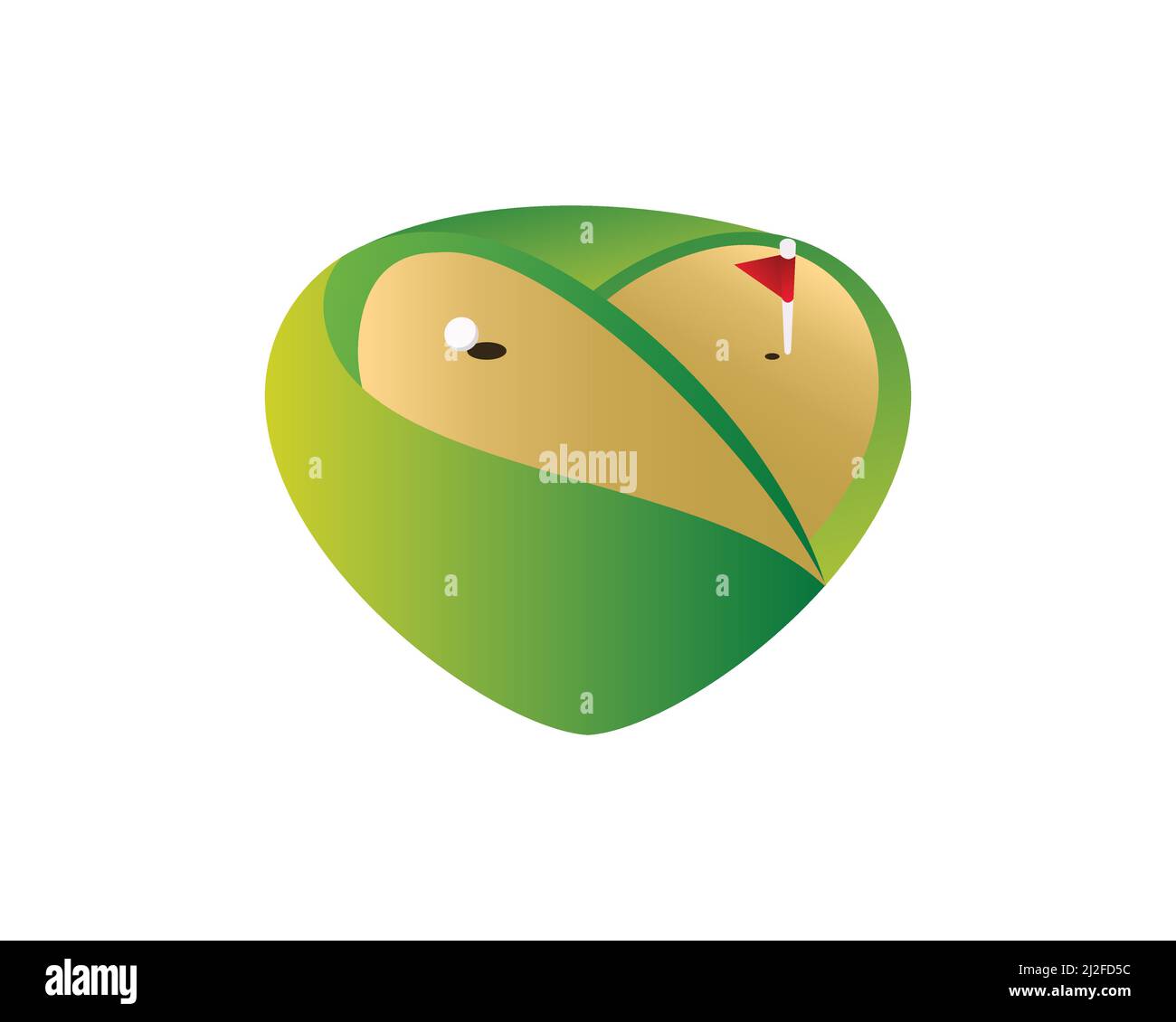 Golf Field with Hole and Flag Vector Stock Vector